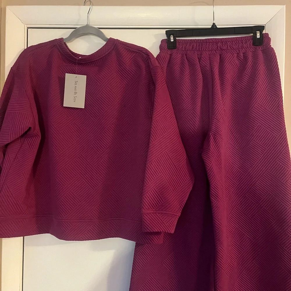 ‘See And Be Seen’ Textured Sweater and Pants Set - Picture 3 of 5